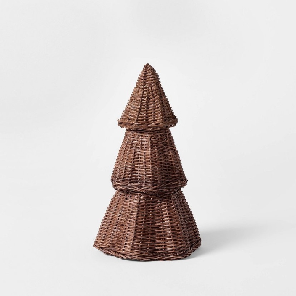 New Small Scalloped Brown Rattan Christmas Tree Threshold by Studio McGee